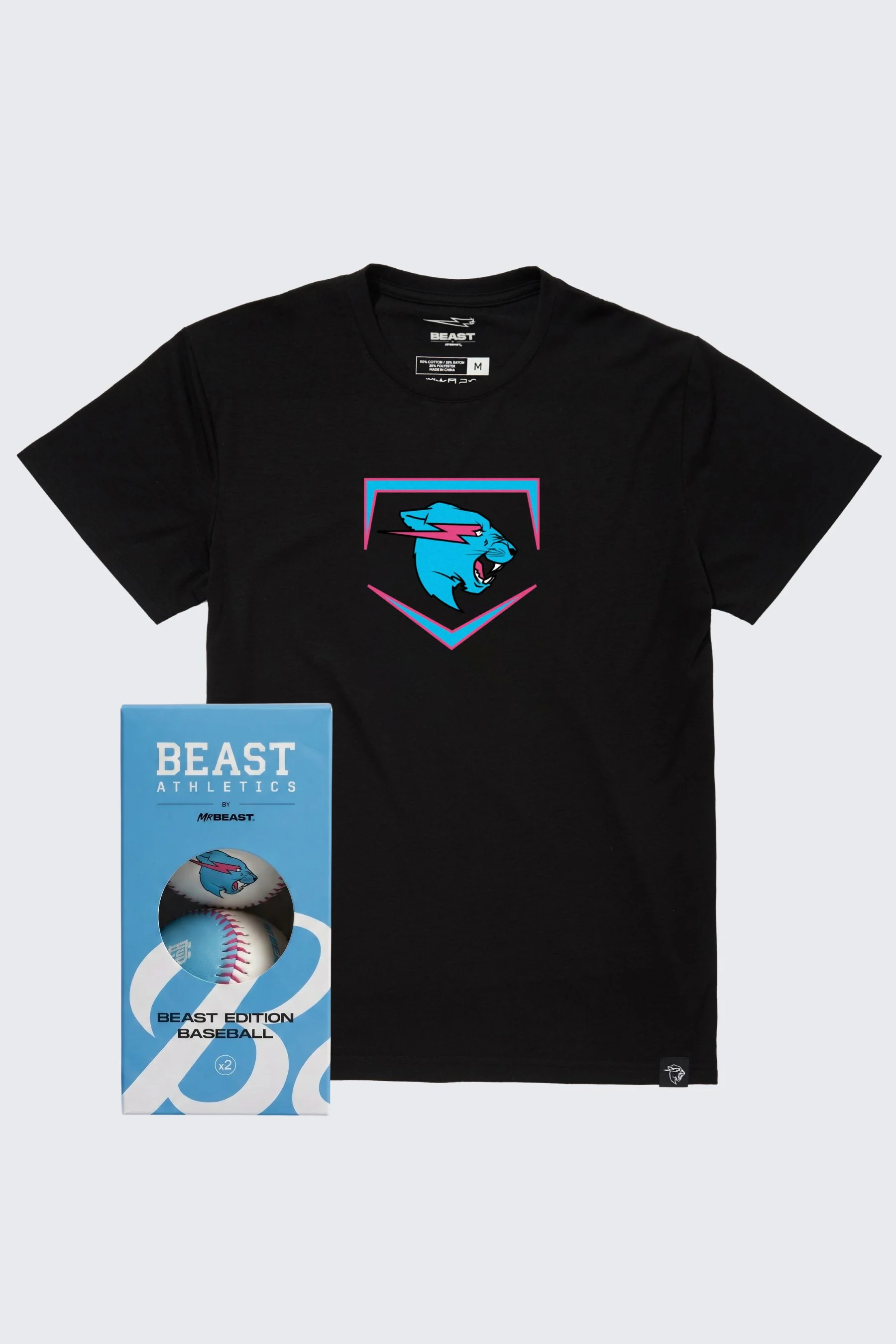 Beast Edition Plate Tee + 2 Pack Baseballs Bundle - Black