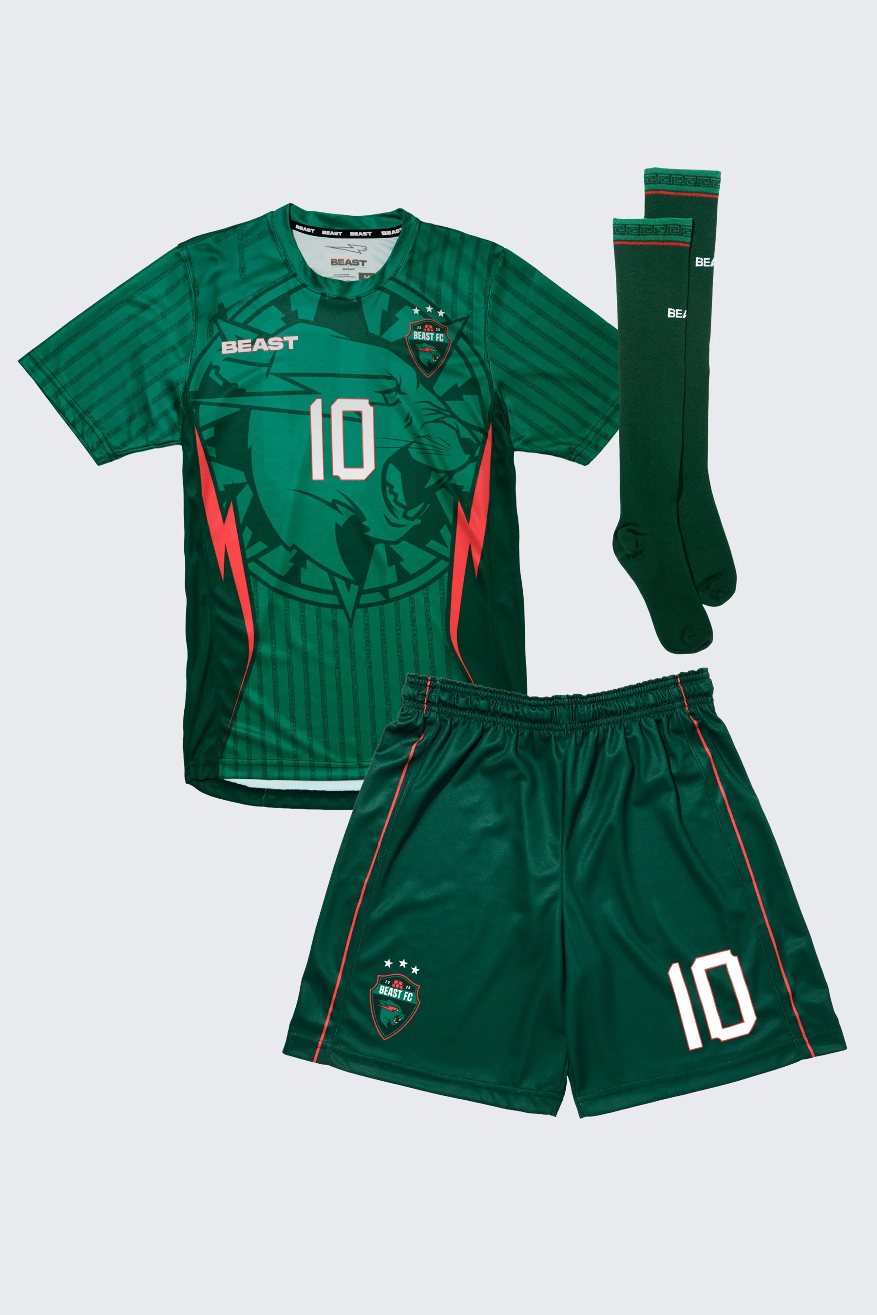 Beast FC Soccer Jersey + Shorts + Socks Kit - Green
